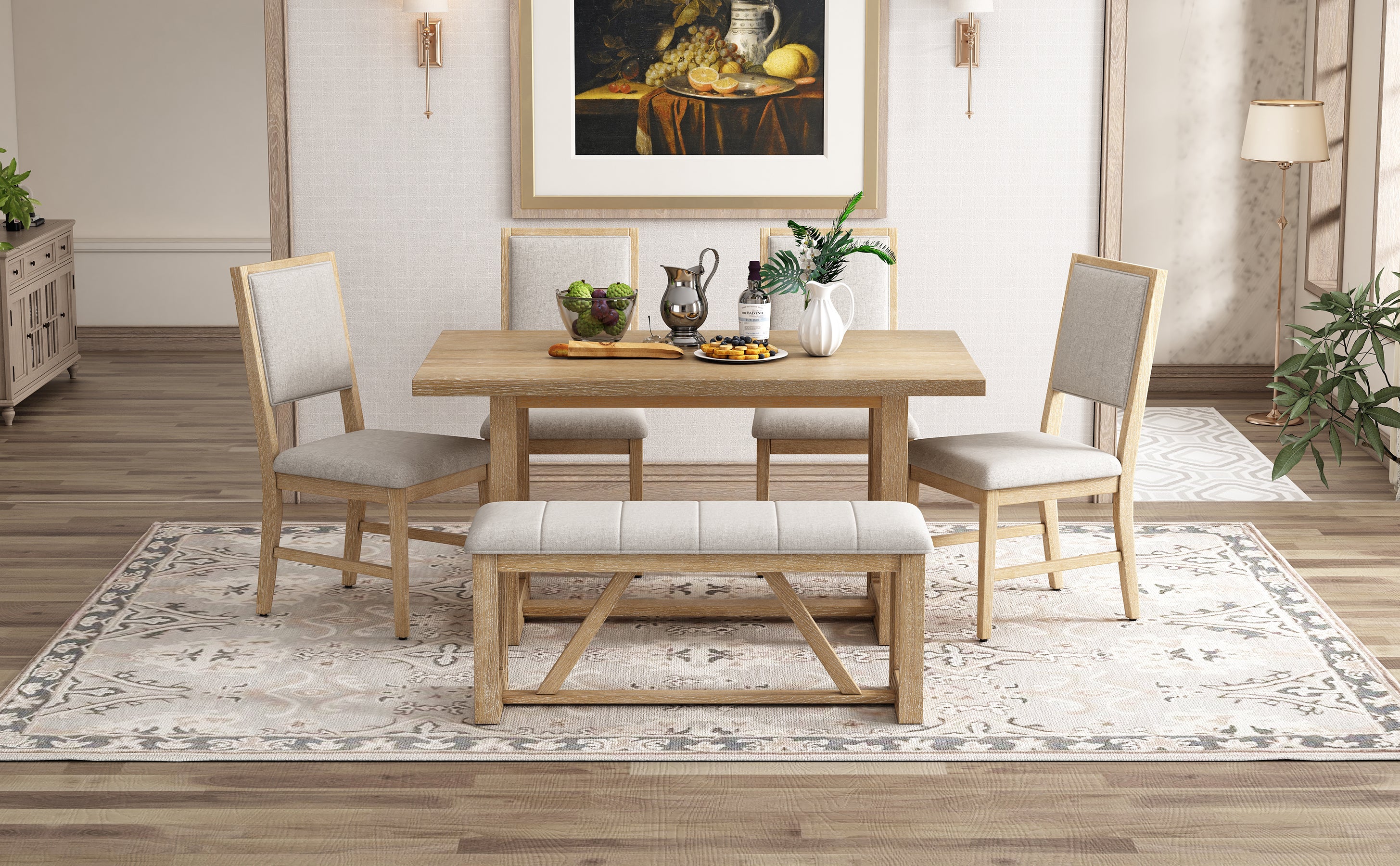 6-Pc Retro Dining Set - Natural