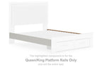 White queen/king platform bed rails, highlighted component with side panels