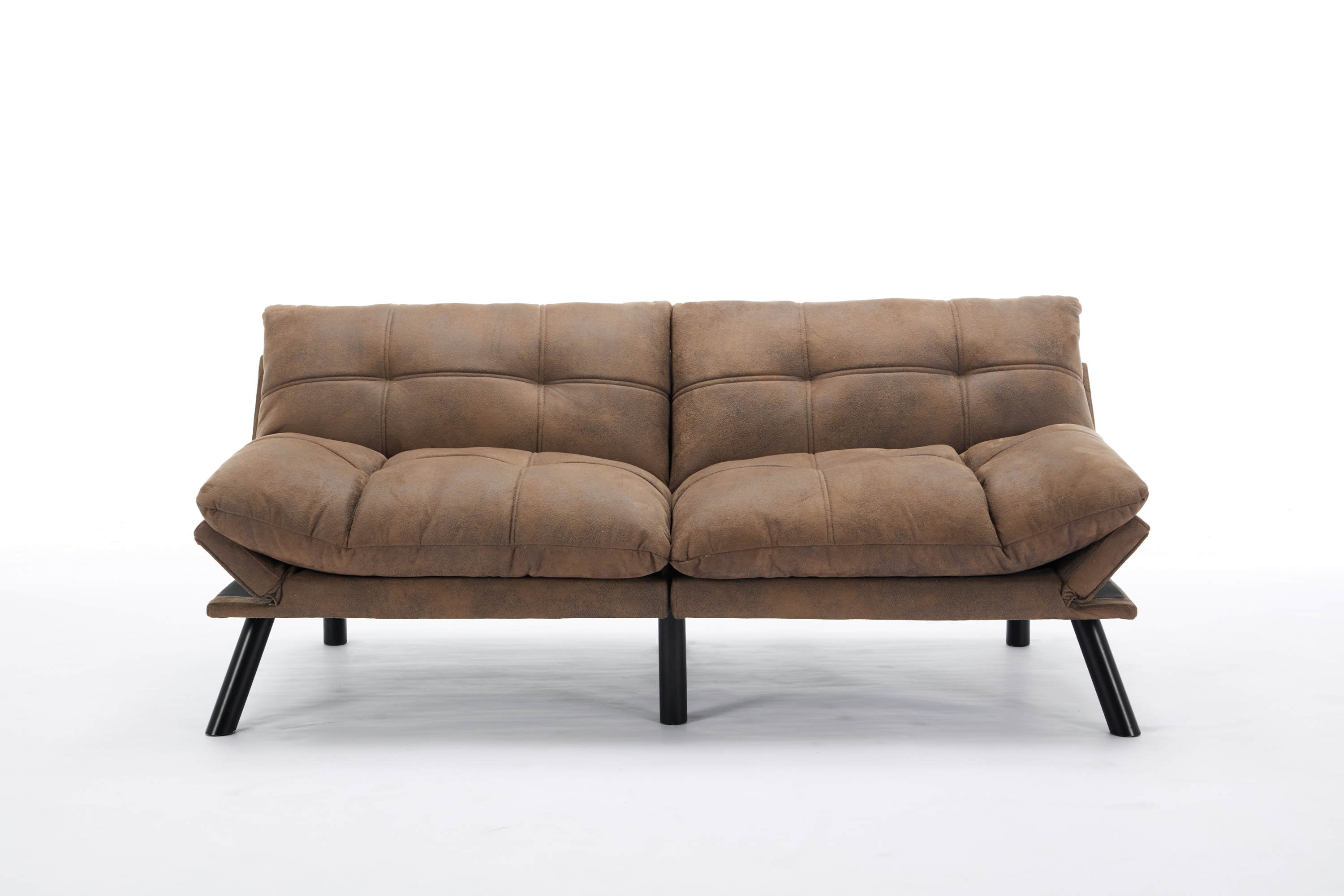 Brown Convertible Sofa Bed | Modern Leather Feel