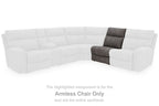 Armless chair component in a white and gray sectional, part shown in gray