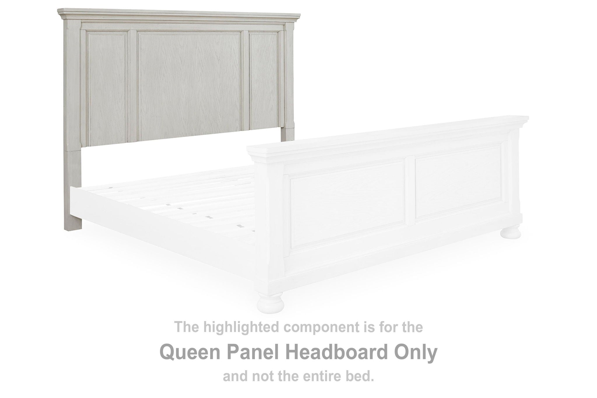 Queen panel headboard in antique white with raised rectangular panel design