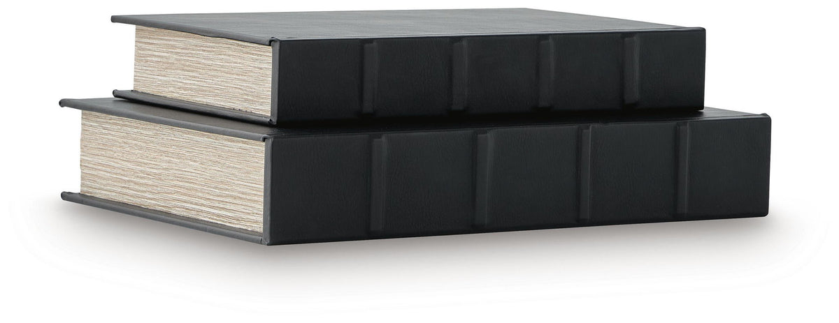 Black box set of 2 fabric-covered storage boxes, stacked, closed lids