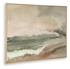 Vallus framed abstract landscape wall art in green, blush, and gray