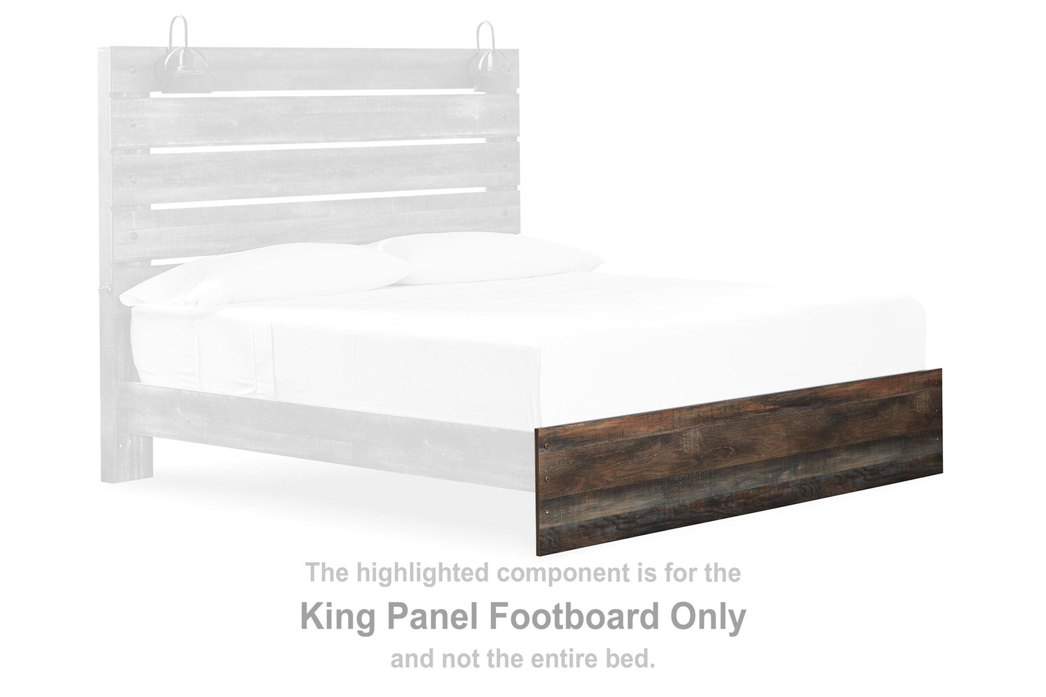 King panel footboard in brown wood with light beige trim