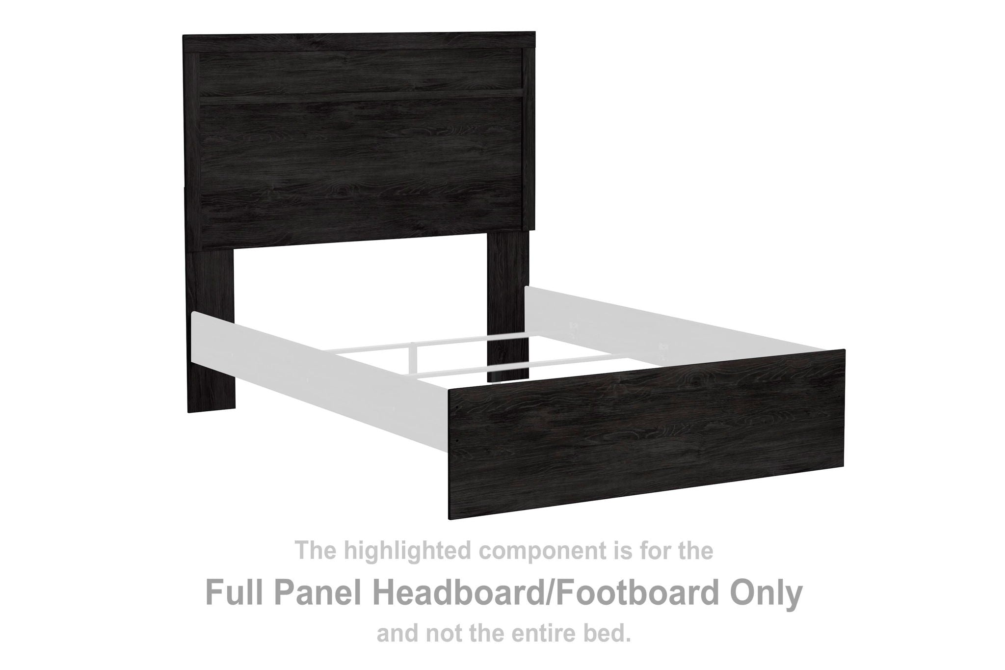 Charcoal full panel headboard and footboard with dark wood panel fronts