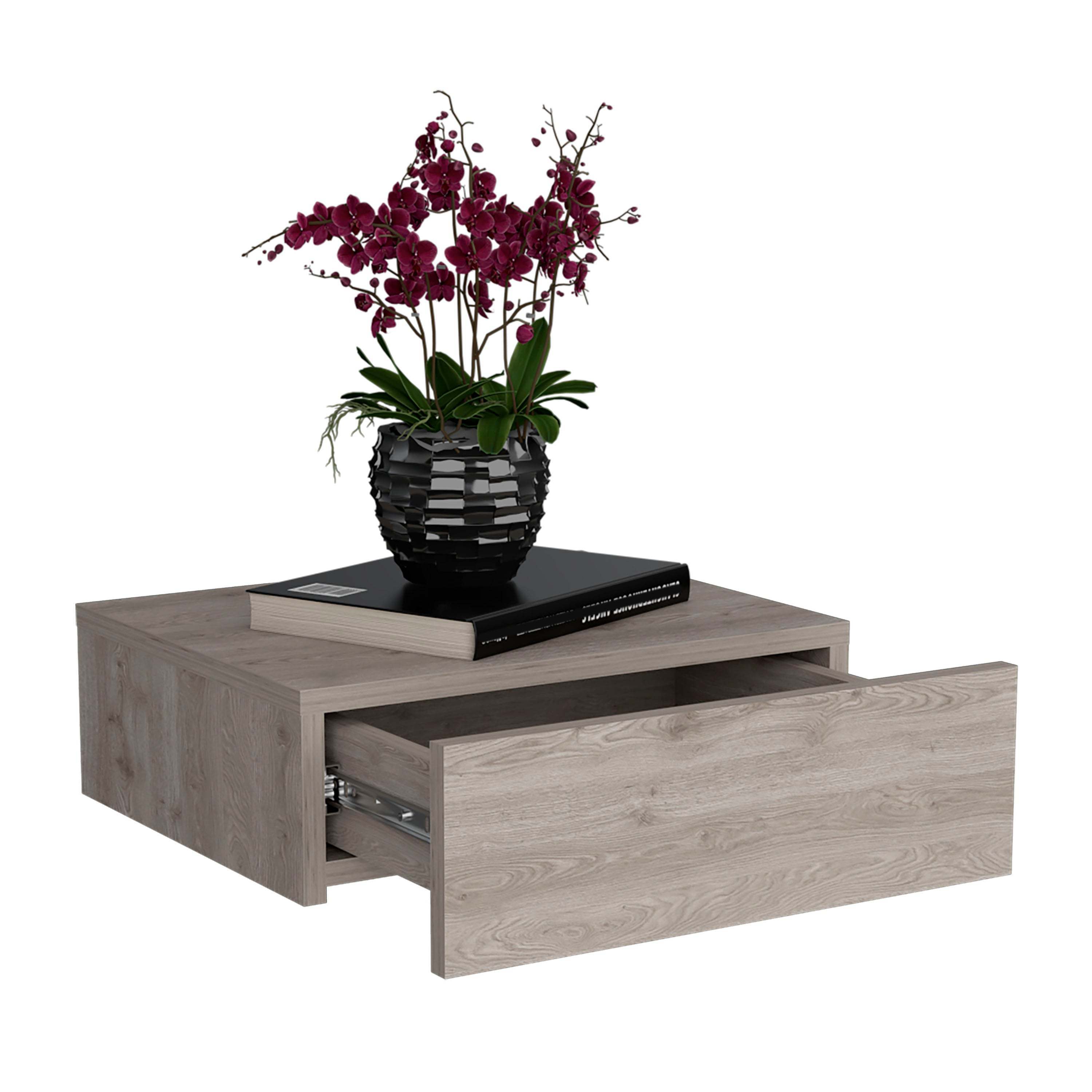 Milano Floating Nightstand w/ Drawer - Light Gray