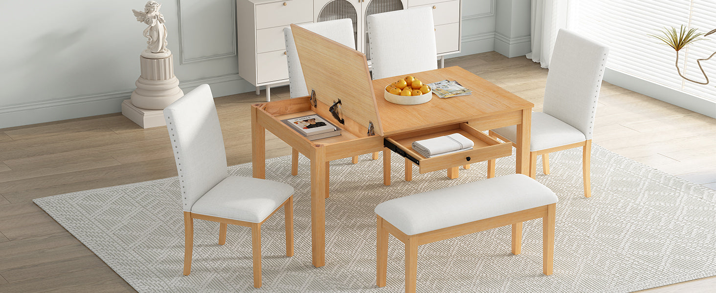 Farmhouse 6-Piece Dining Set w/ Storage