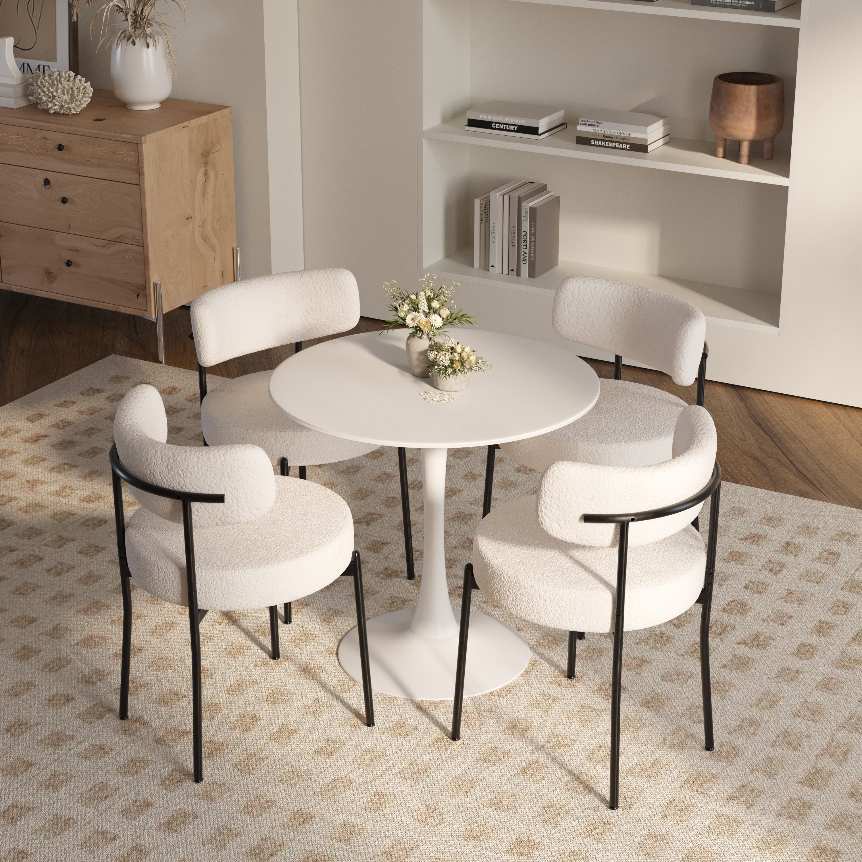 31.5" Round Dining Table Set for 4