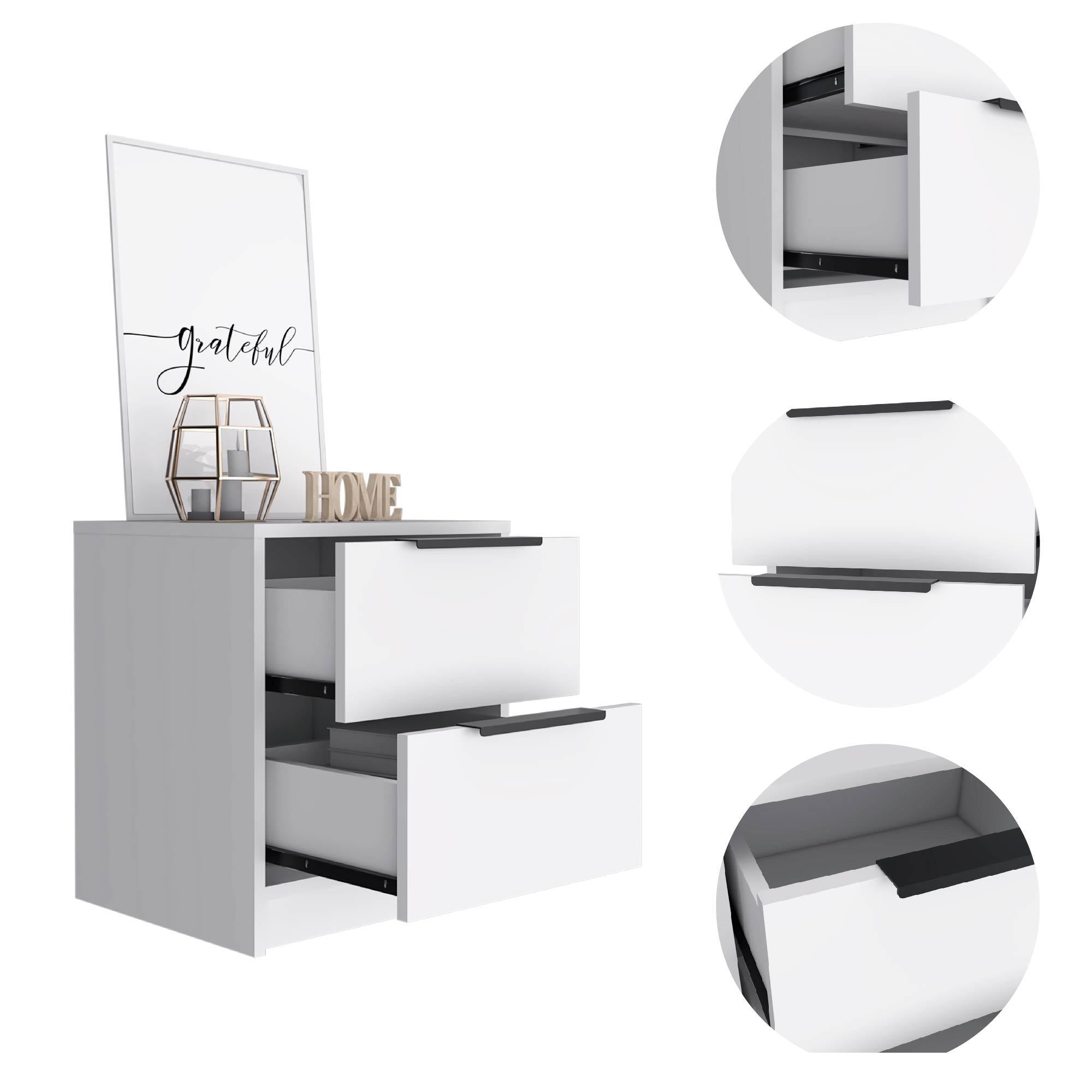 Cannon 2-Drawer Nightstand - White (Simple & Stylish)