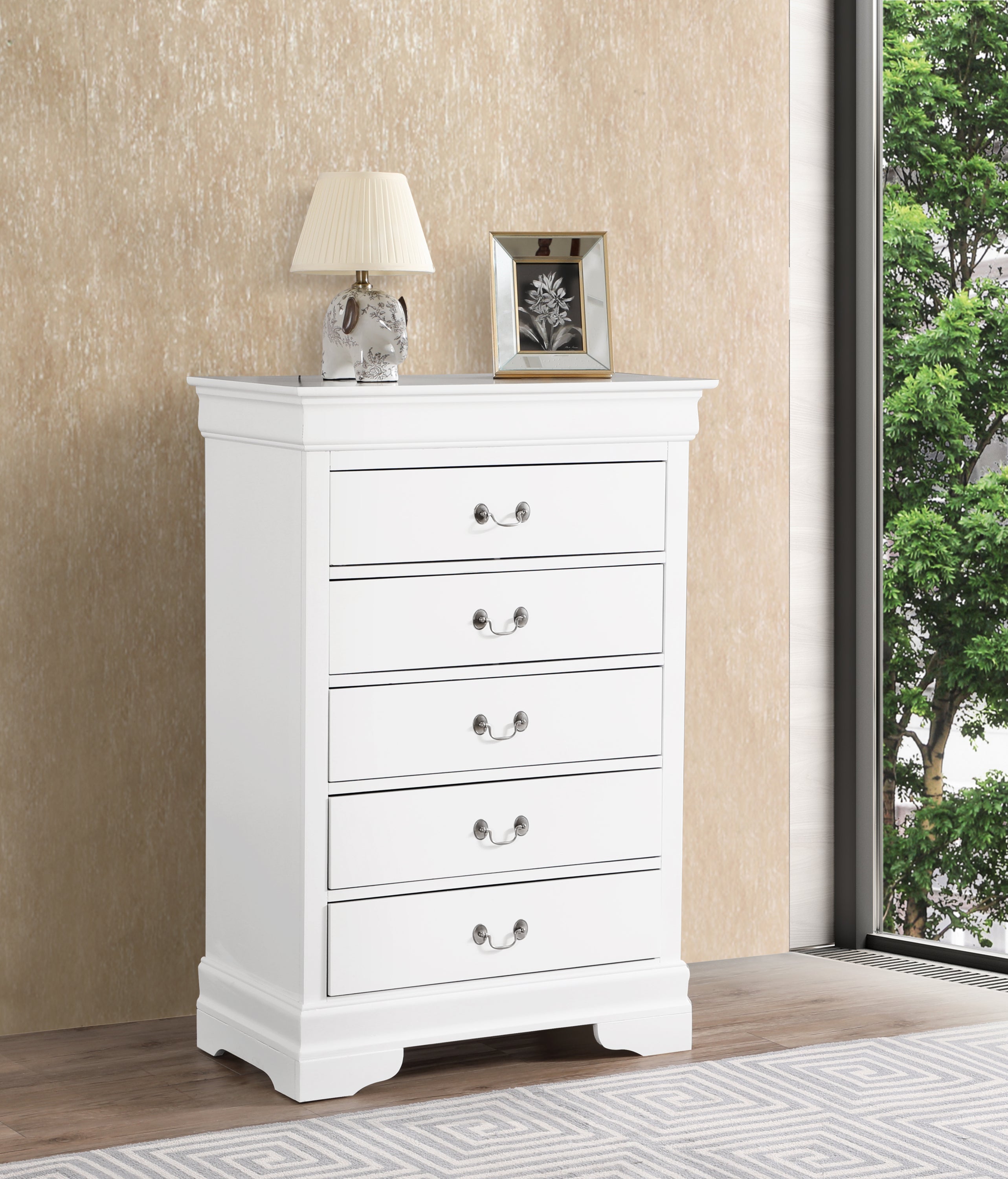 Louis Phillipe White Chest G3190-CH - Bedroom Storage Solution