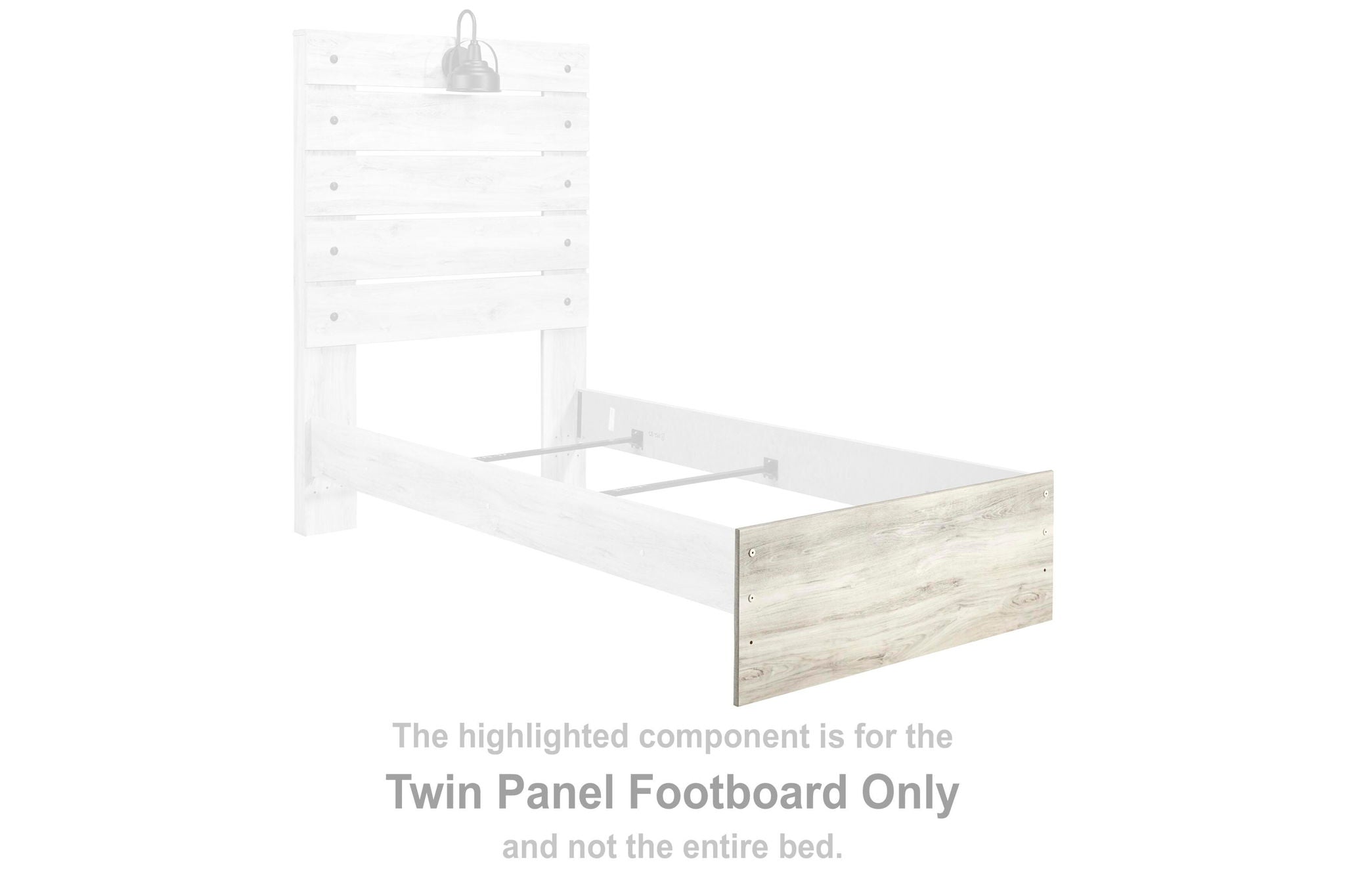 Whitewash twin panel footboard with rectangular panel design and white frame
