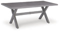 Gray rectangular dining table with sturdy folding legs