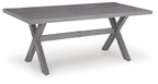 Gray rectangular dining table with sturdy folding legs