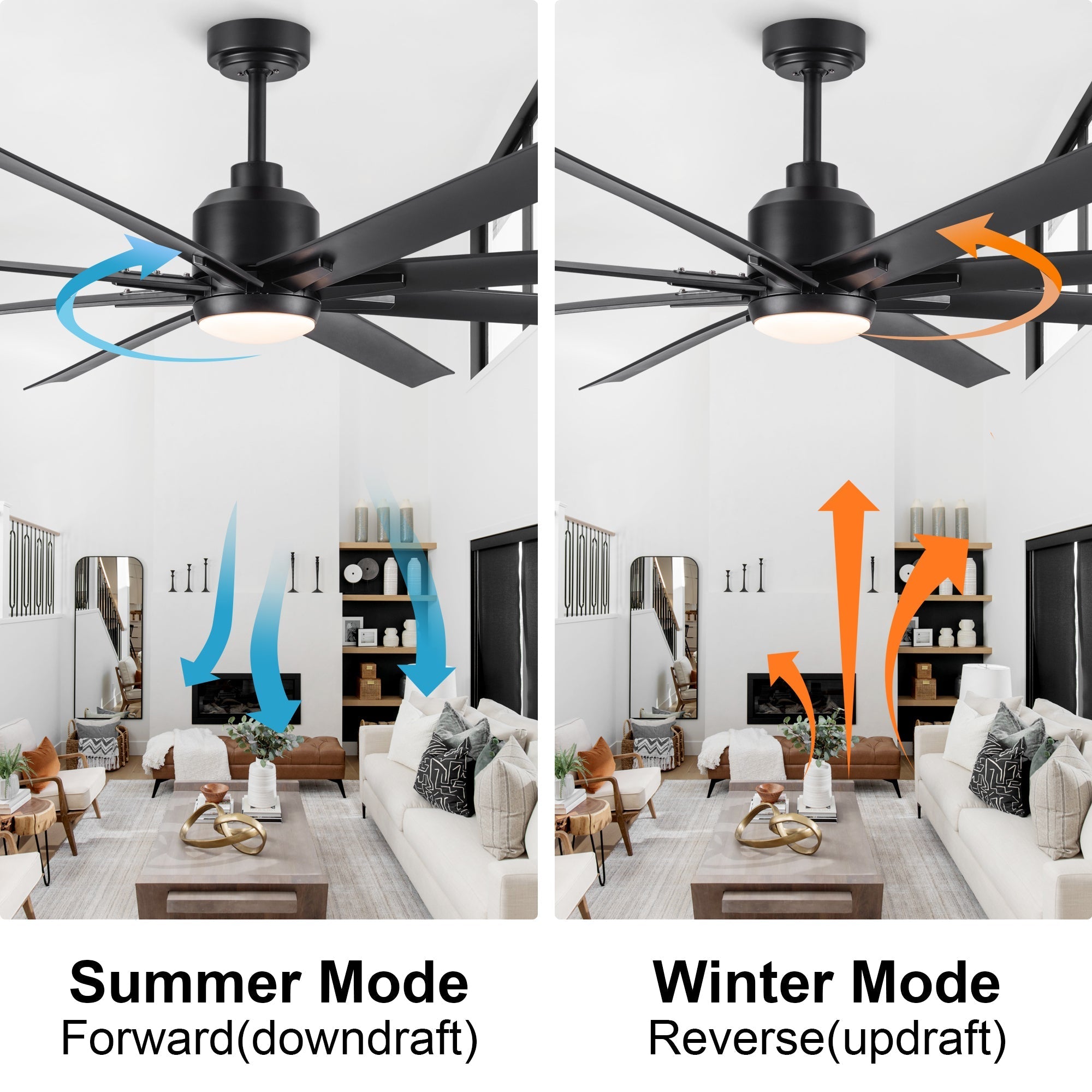 72" LED Ceiling Fan w/Black Blades - Integrated Light-American Furniture Outlet