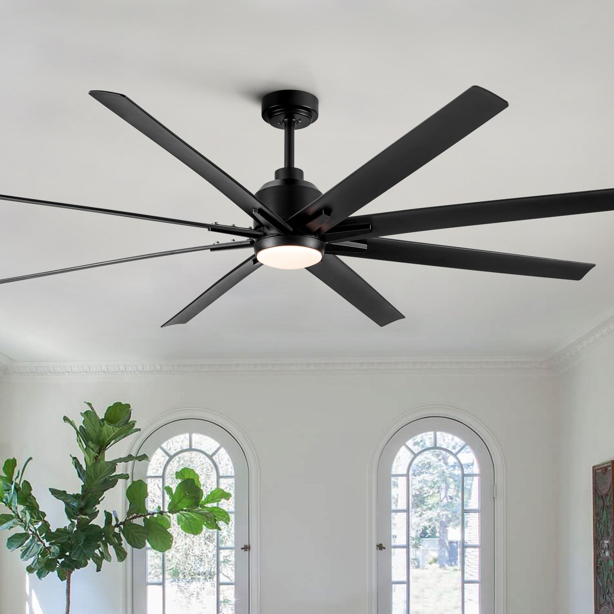 72" LED Ceiling Fan w/Black Blades - Integrated Light-American Furniture Outlet