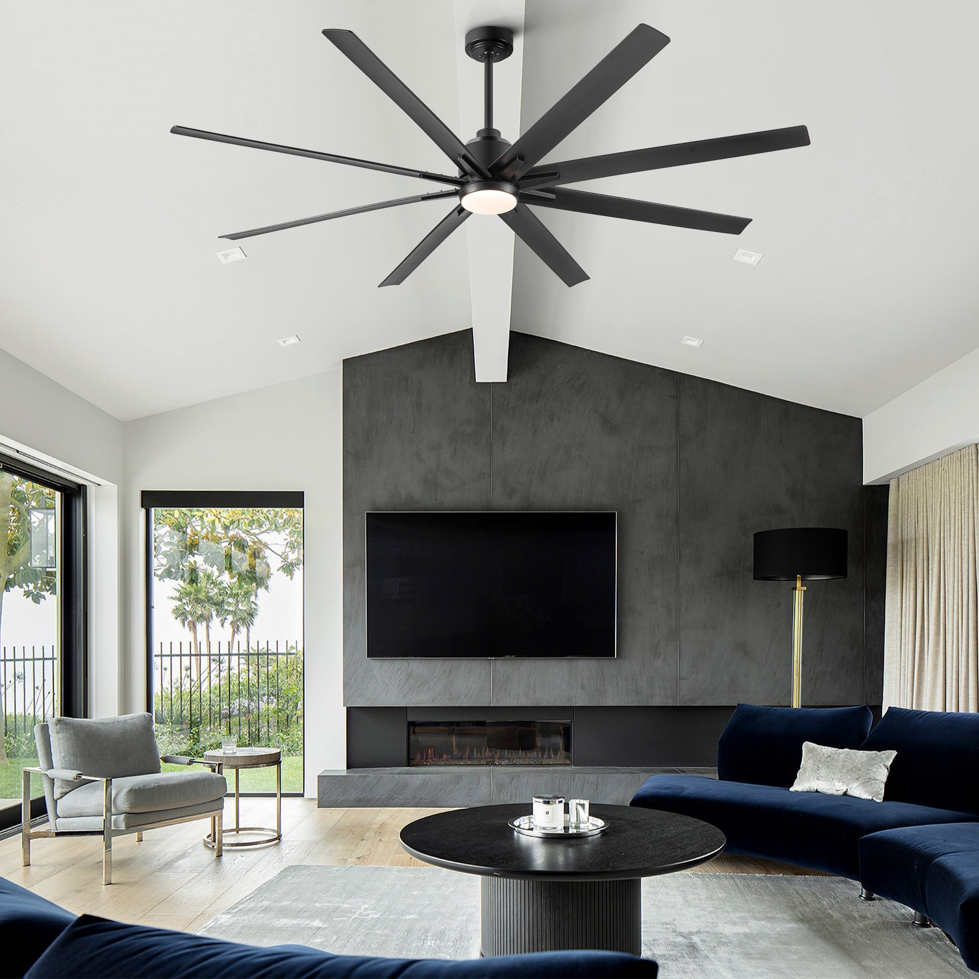 72" LED Ceiling Fan w/Black Blades - Integrated Light-American Furniture Outlet