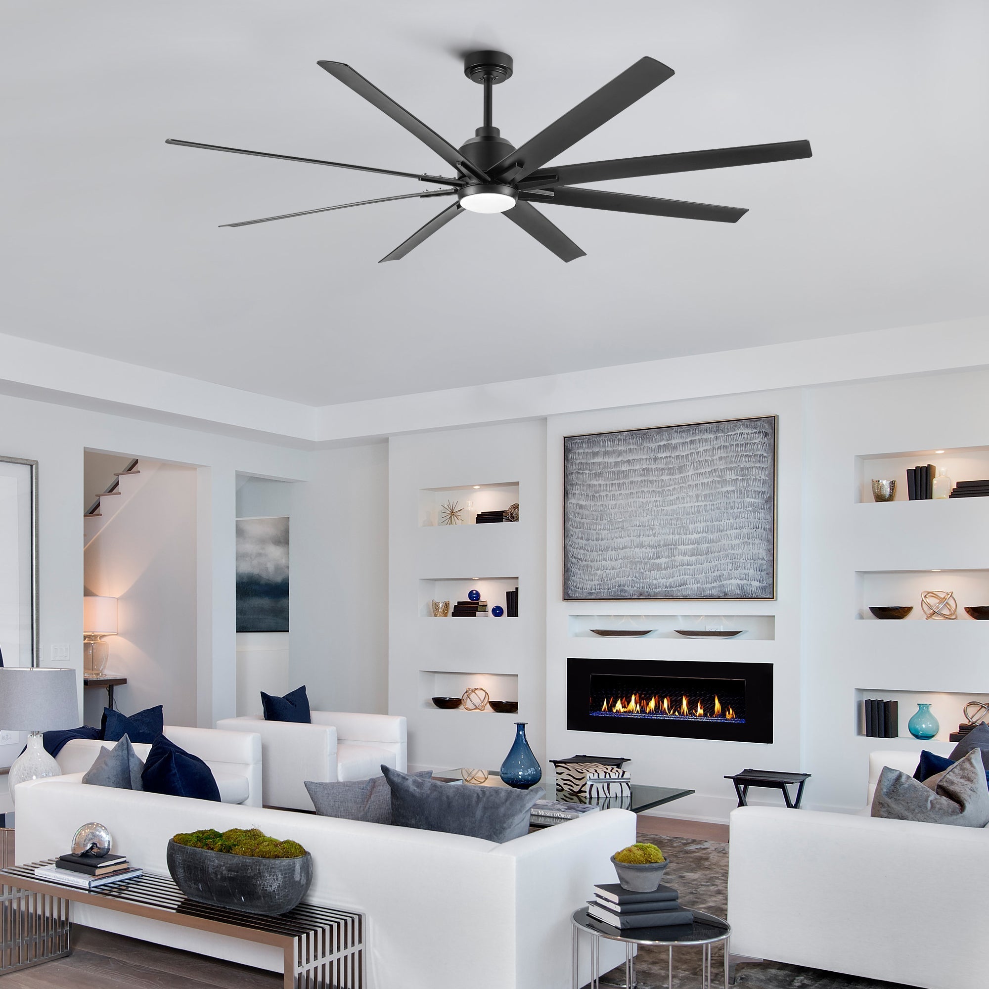 72" LED Ceiling Fan w/Black Blades - Integrated Light-American Furniture Outlet