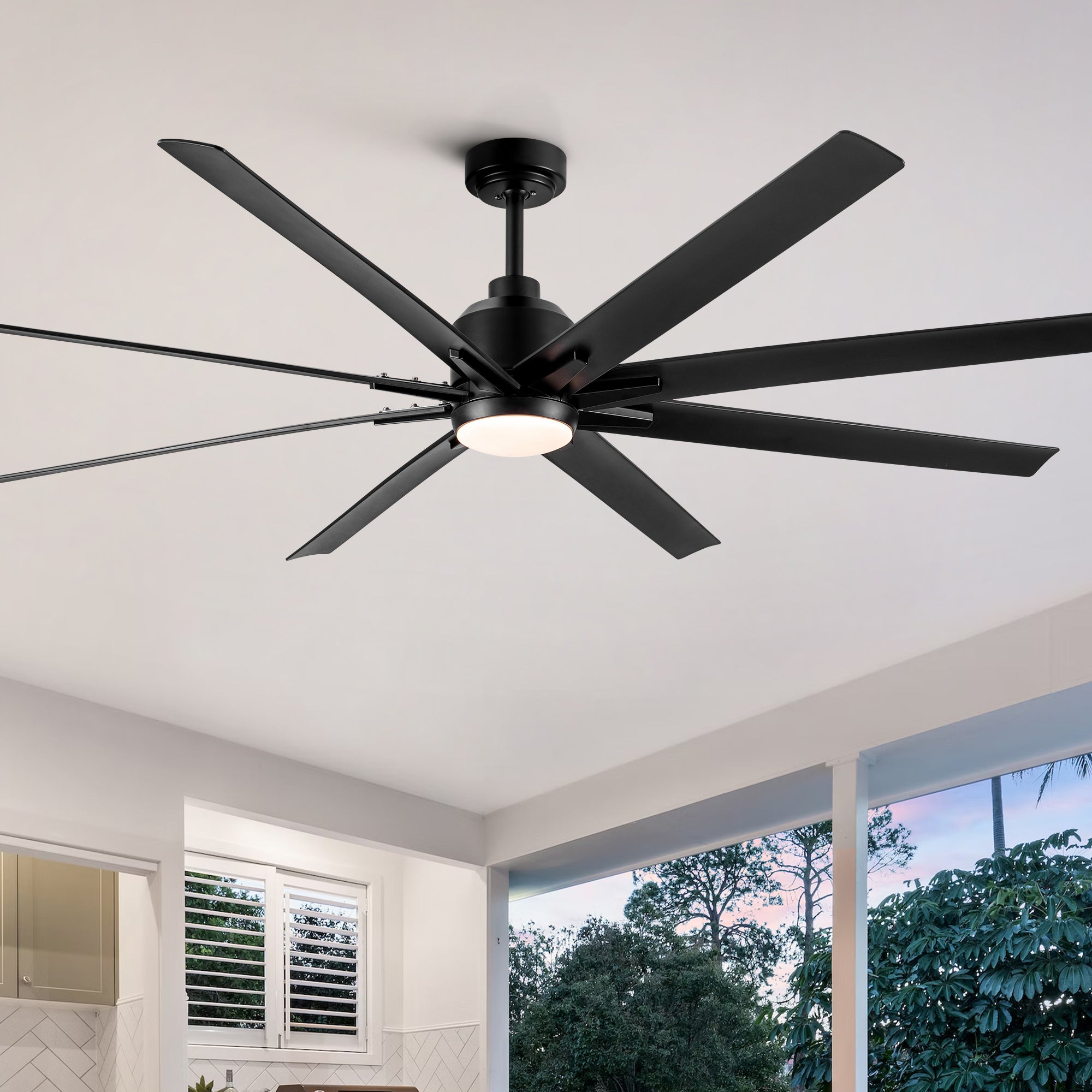 72" LED Ceiling Fan w/Black Blades - Integrated Light-American Furniture Outlet