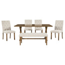 72" Farmhouse Dining Table Set - 6 Pieces, Walnut