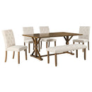 72" Farmhouse Dining Table Set - 6 Pieces, Walnut