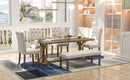 72" Farmhouse Dining Table Set - 6 Pieces, Walnut