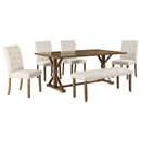 72" Farmhouse Dining Table Set - 6 Pieces, Walnut