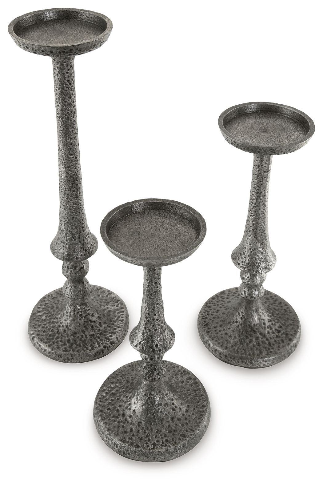 Eravell  Pewter Finish  Candle Holder Set (Set of 3)