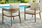 Dark brown armchair with cream seat and back cushion, set of 2