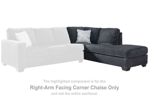 Slate right-arm facing corner chaise with armrest and padded seat