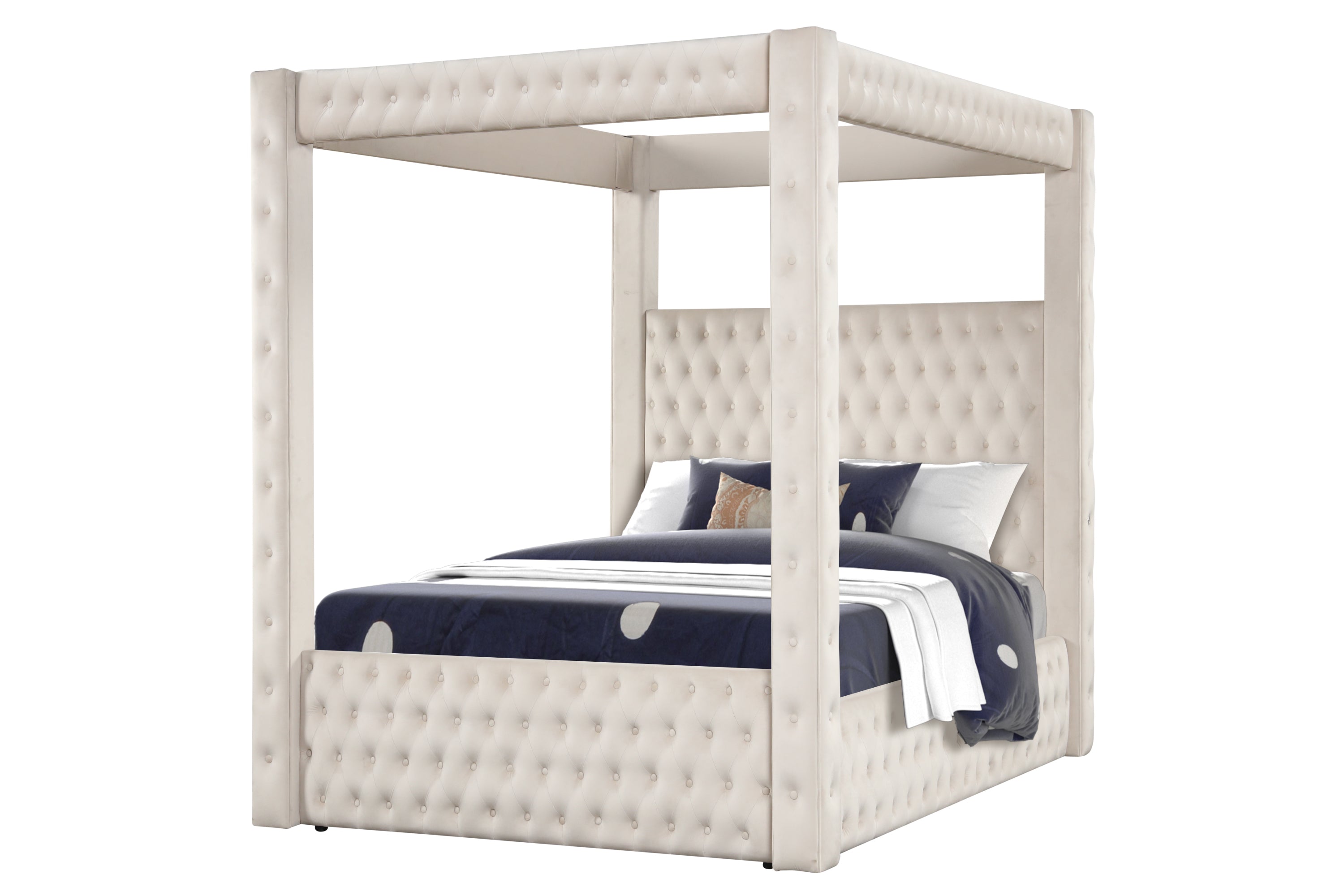 Luxury 4-Poster King Bedroom Set - Cream