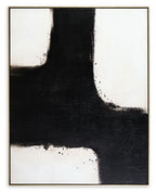 Framed abstract wall art with close-up black-and-white cross pattern and speckled texture