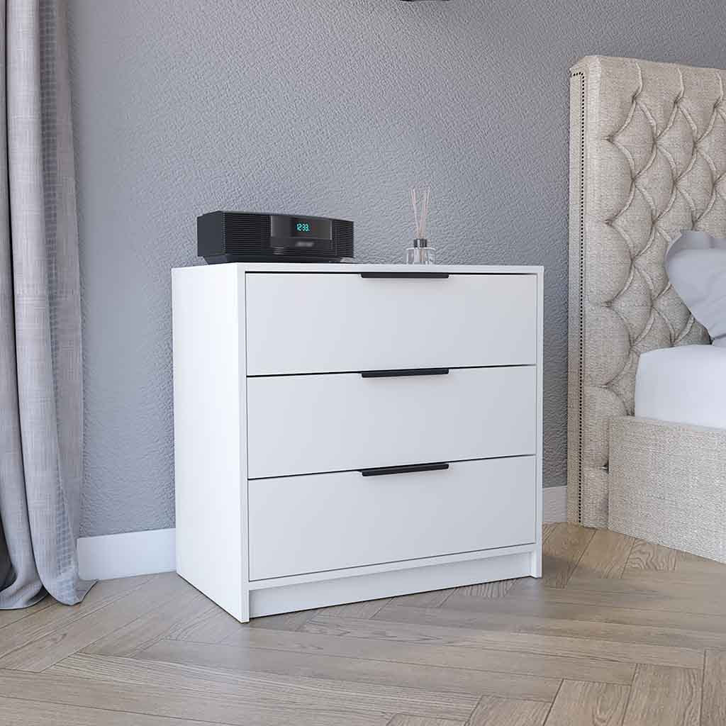 Kaia White 3-Drawer Dresser: Modern Bedroom Storage