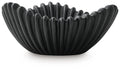 Black fluted bowl with ribbed ridges and scalloped rim
