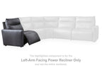 Dark gray left-arm facing power recliner attached to sectional seating
