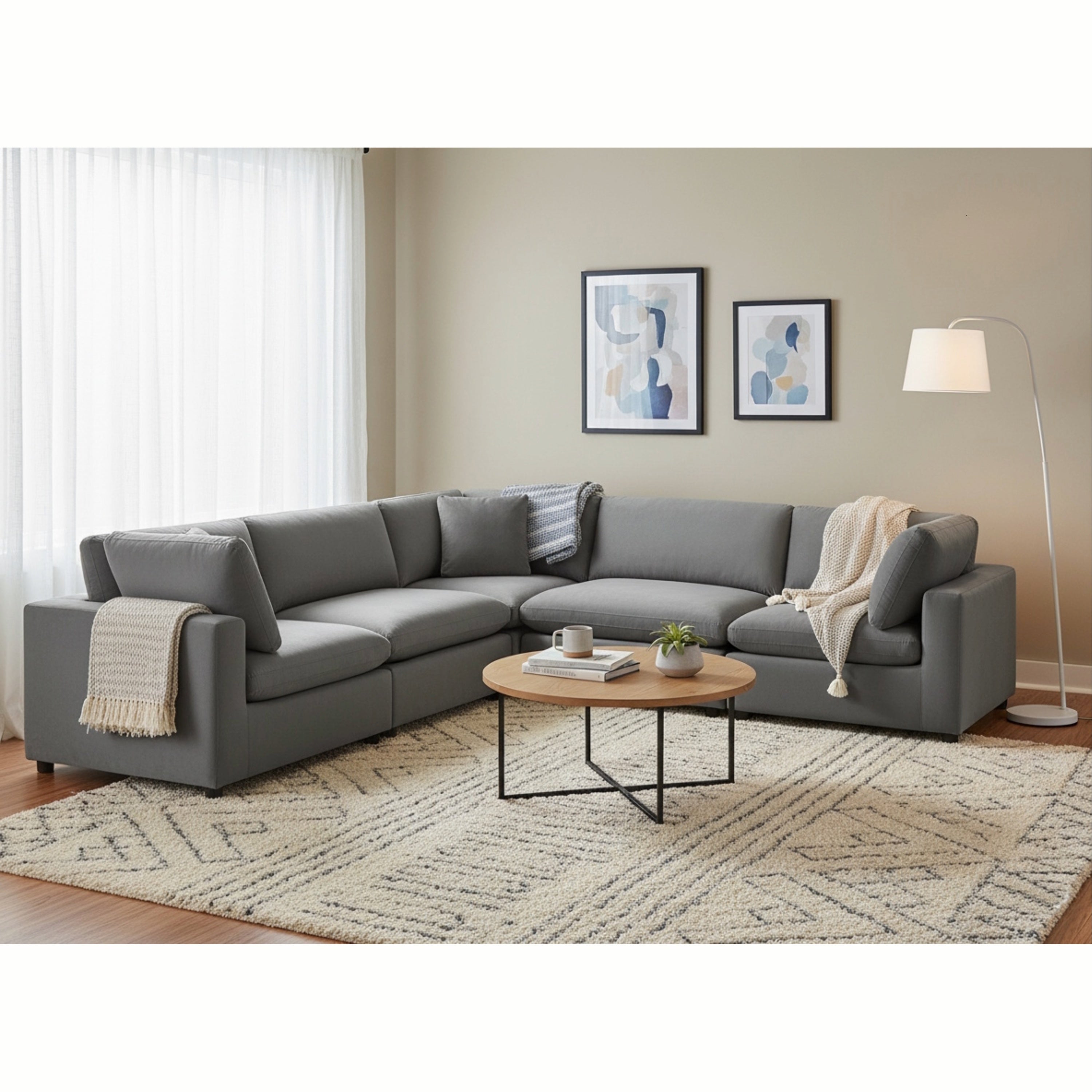 Caylie Modular 5-Piece Sectional - Charcoal Sofa