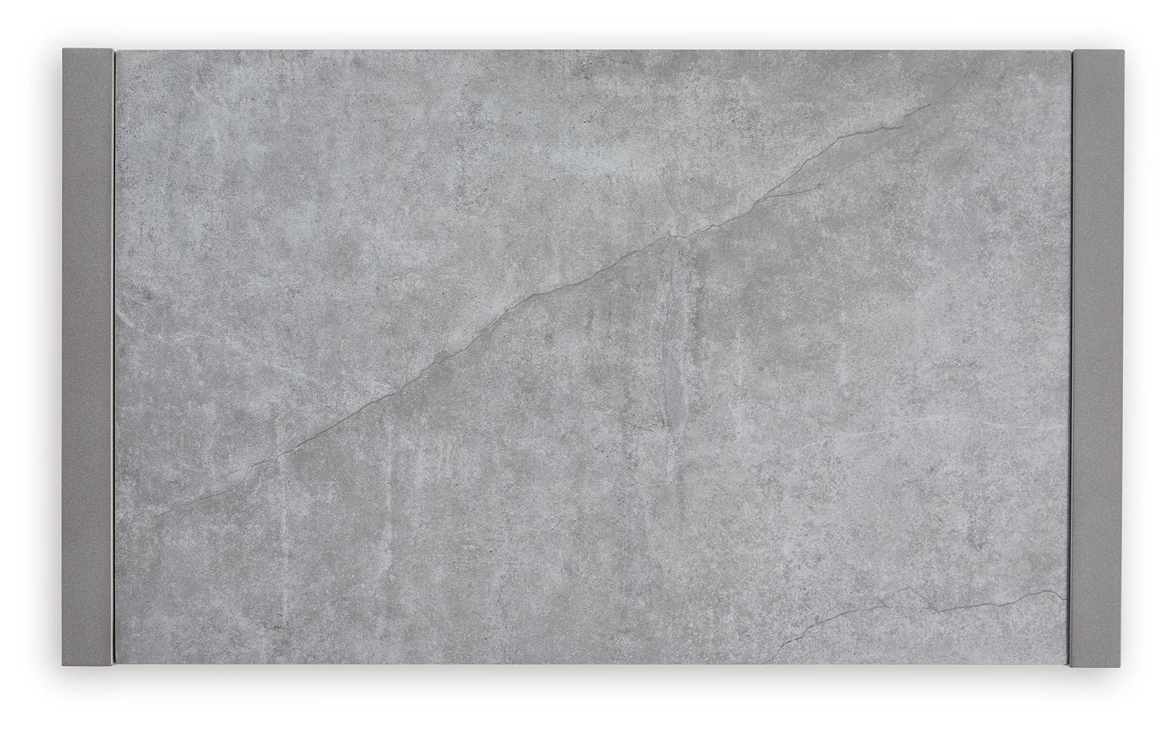 Gray stone-look tabletop surface with mottled marbled texture and beveled edge