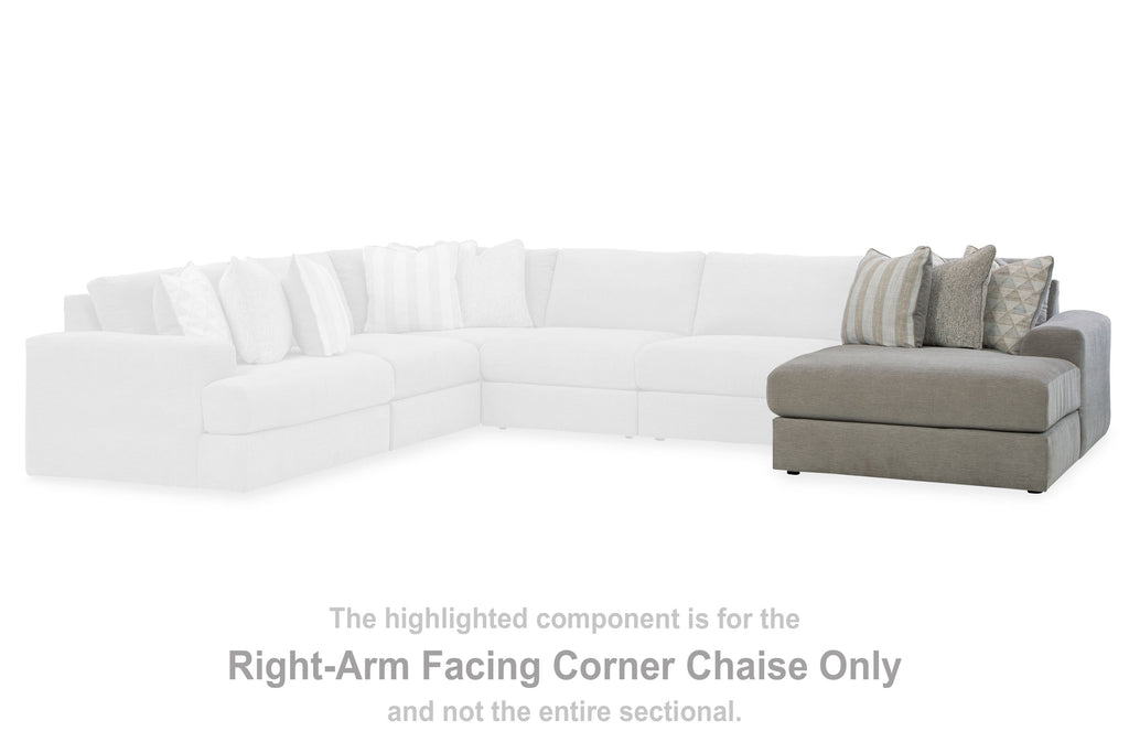Avaliyah Raf corner chaise section with right-arm facing chaise and dark gray cushion