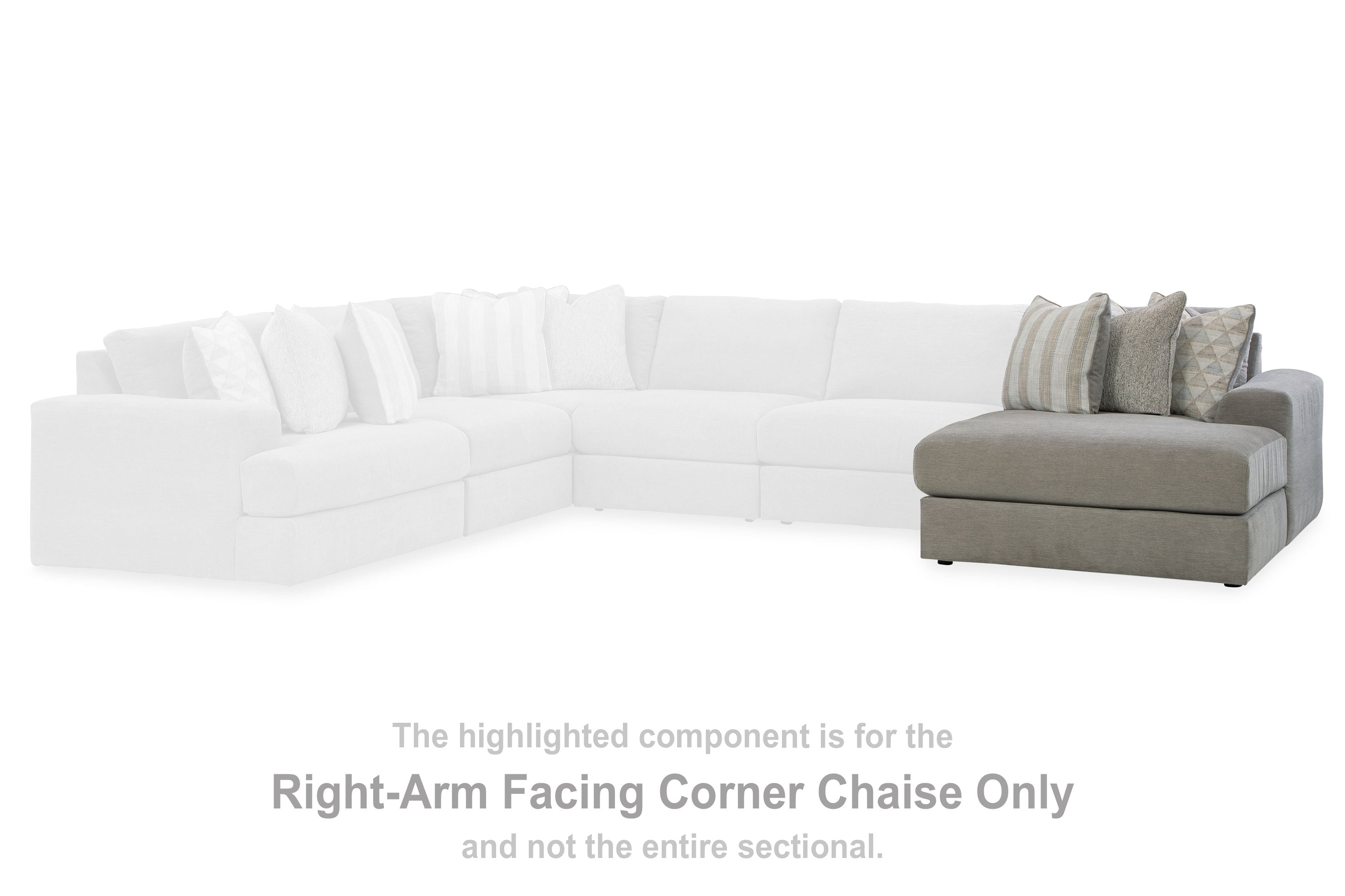 Avaliyah Raf corner chaise section with right-arm facing chaise and dark gray cushion