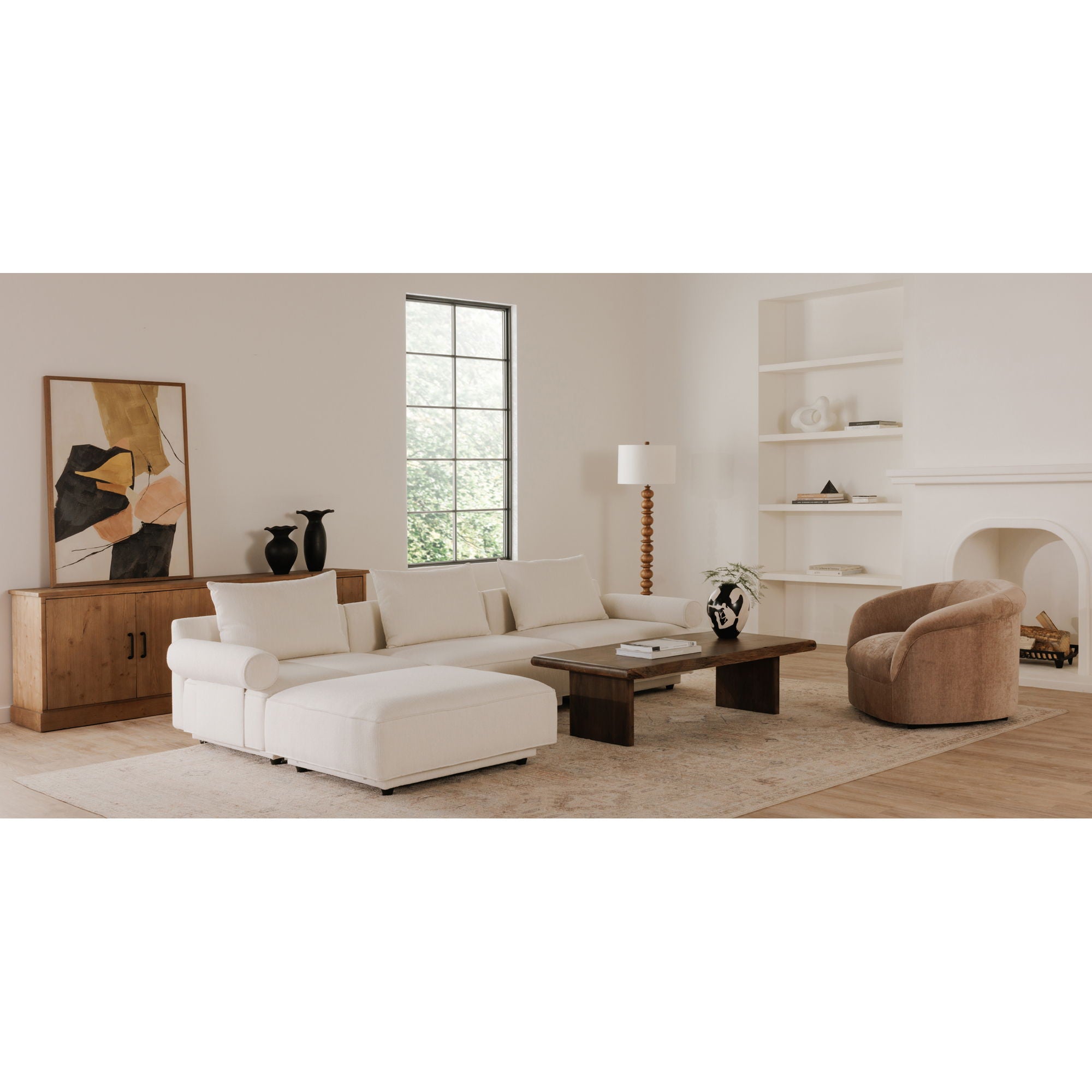 Rosello - Lounge Modular Sectional - White-Stationary Sectionals-American Furniture Outlet