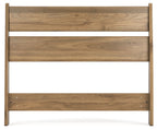 Twin panel headboard front view, light honey wood with three rails