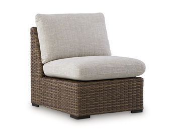 Dolan Creek - Armless Chair With Cushion - Beige / Brown