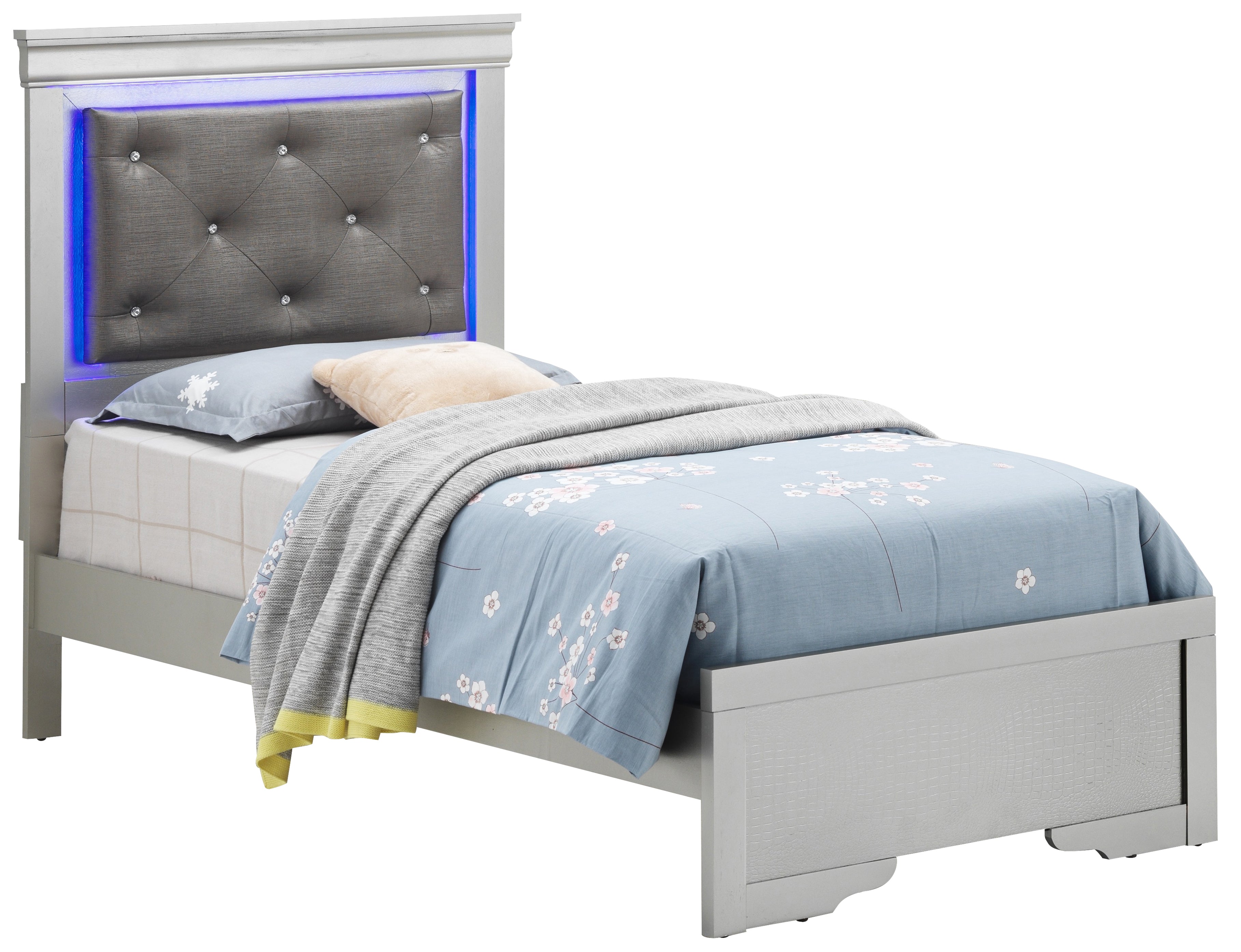 Lorana G6500C-TB3 Twin Bed Silver Champagne - Stylish & Durable