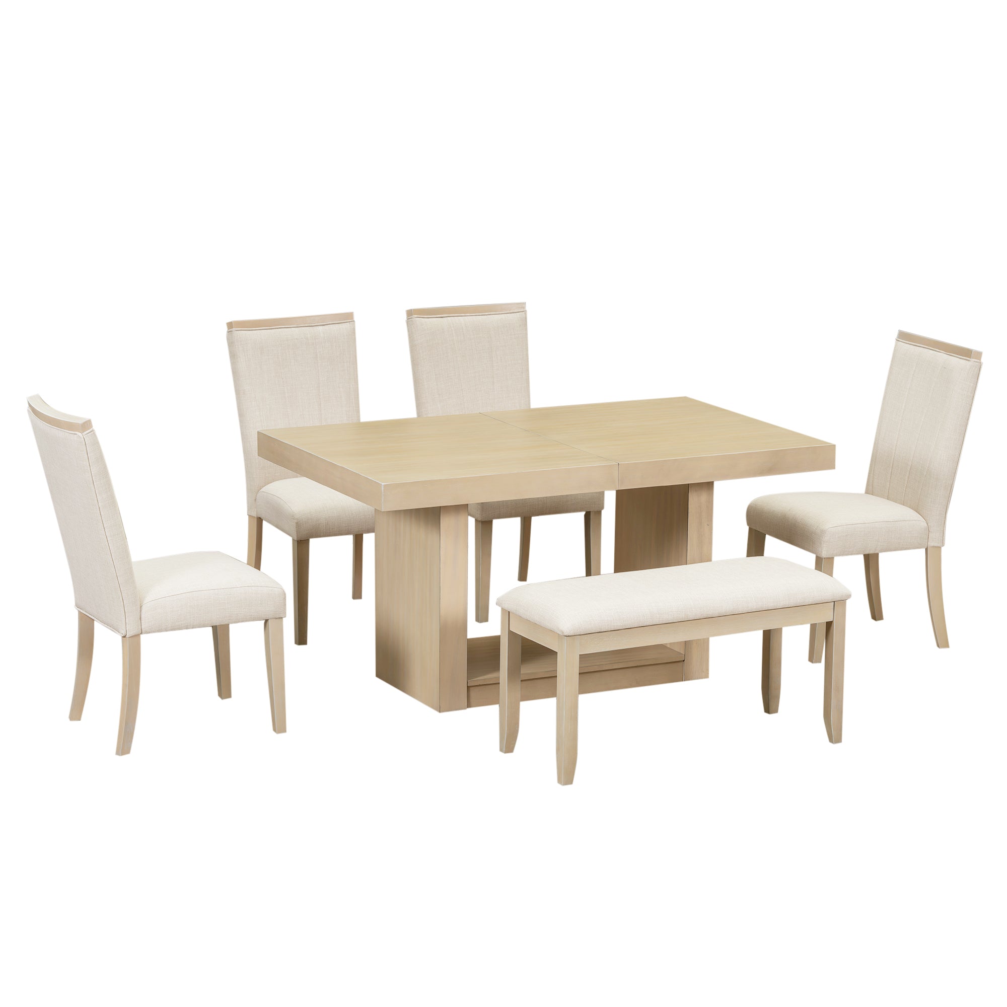78" Extendable Dining Table Set, 6-Piece