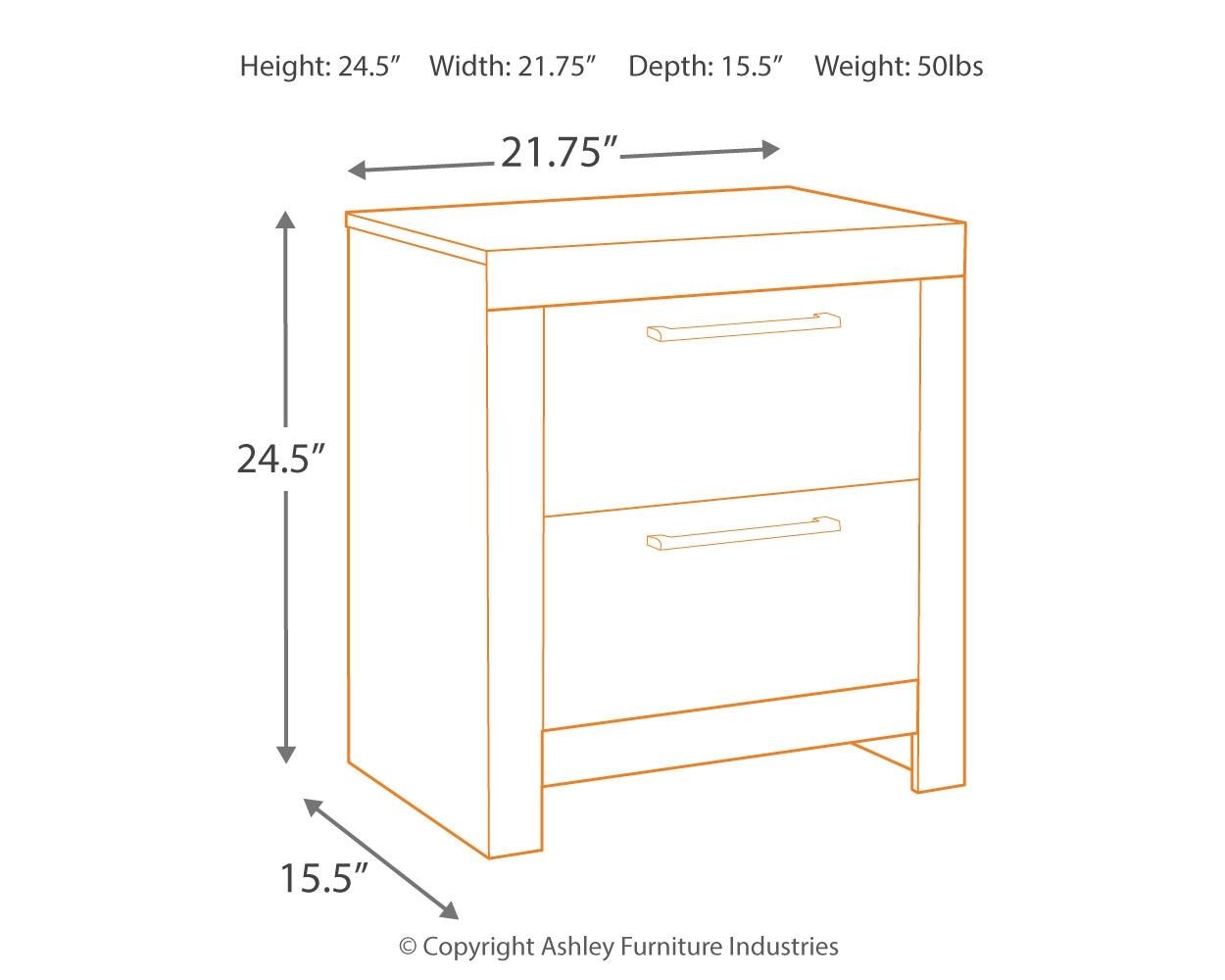 Derekson - Multi Gray - Two Drawer Night Stand