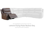 Espresso left-arm facing power recliner component with extended footrest