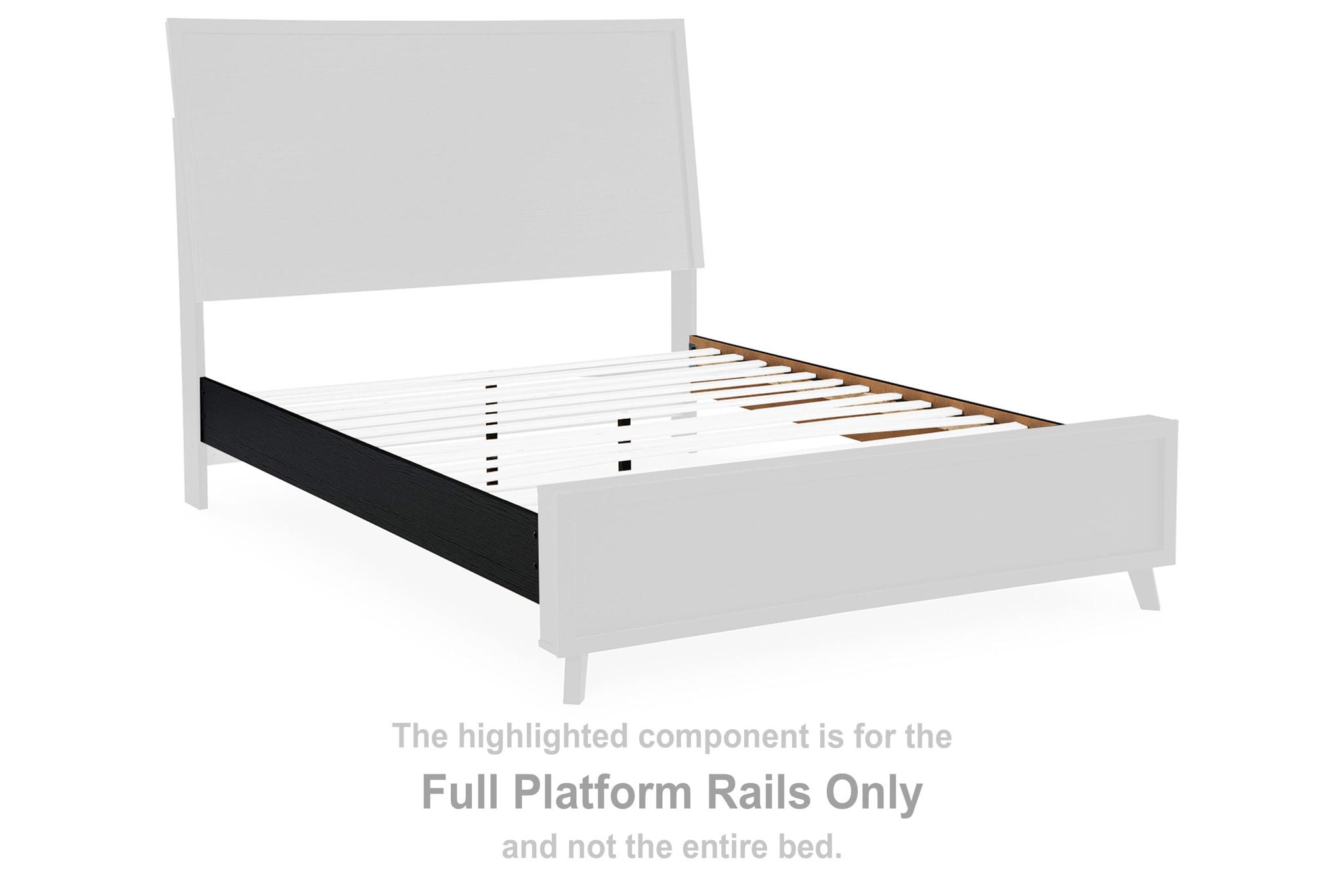 Danziar full platform rails in black, bed frame rail section