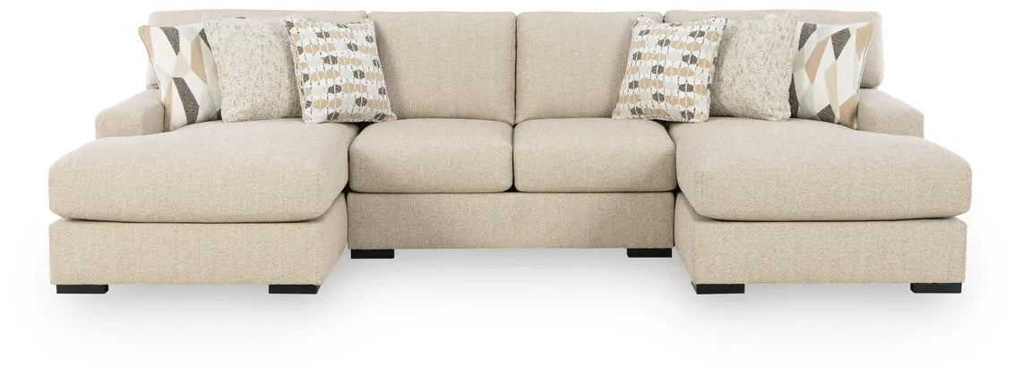 Laurelgrove corner sectional sofa in pebble fabric with bolster-style back pillows