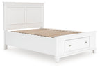 White panel bed with wooden slat support and one underbed drawer