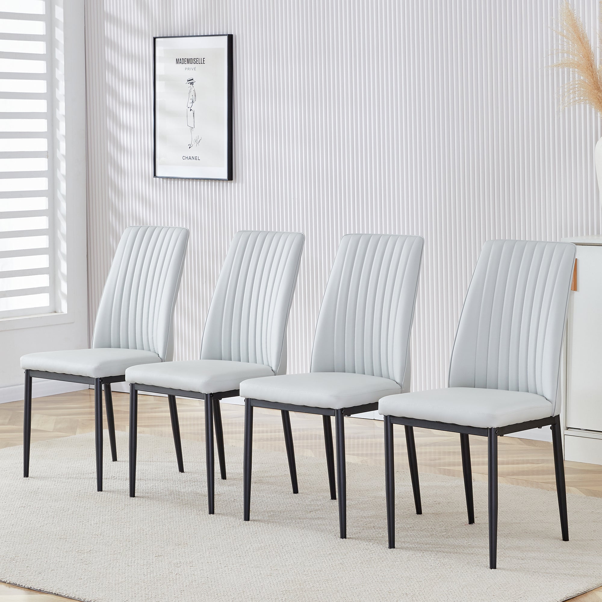 5-Piece Dining Set w/ Faux Leather Chairs - Gray