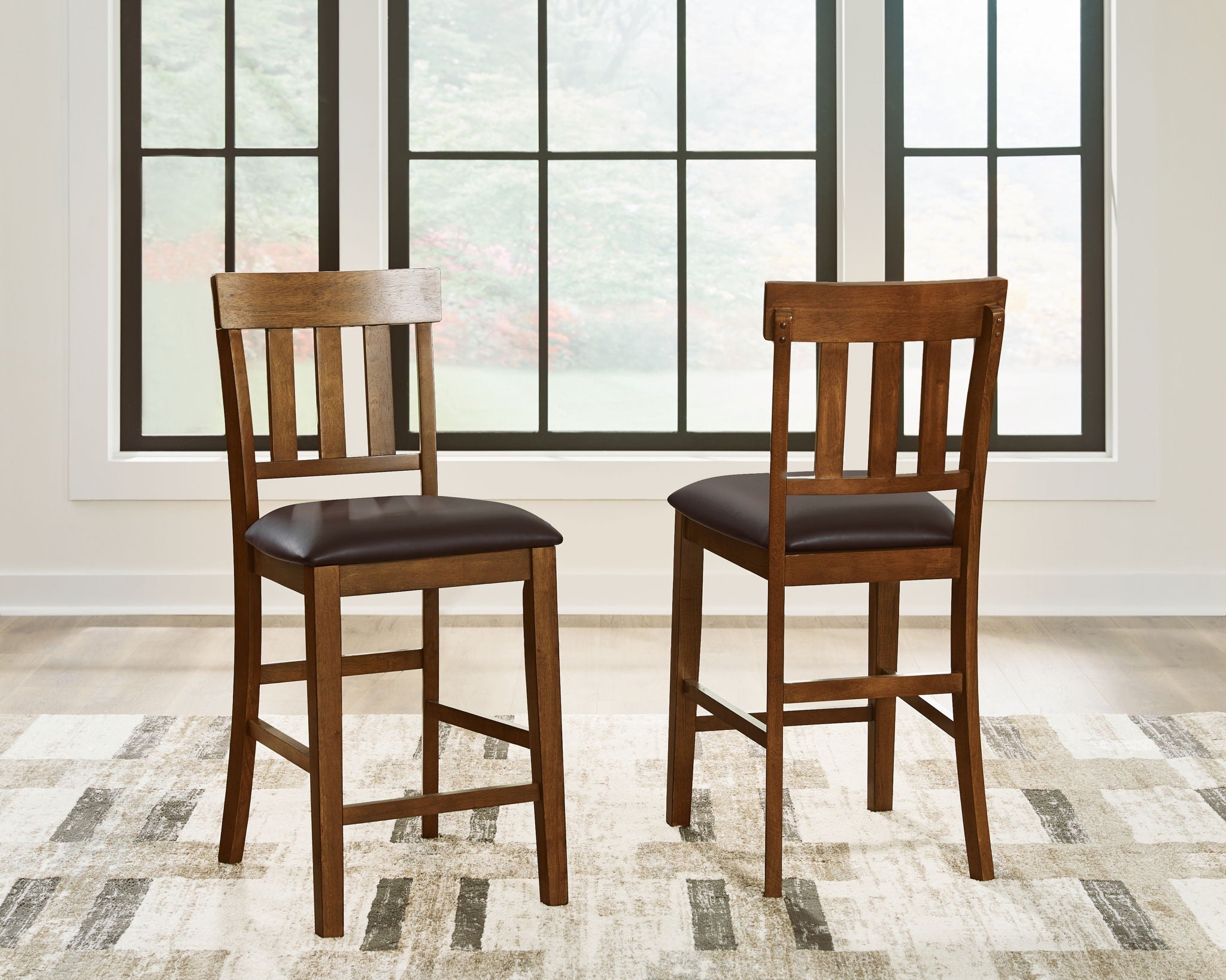 Ralene Medium Brown Upholstered Barstool (Set of 2) - Padded Faux Leather